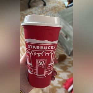 Starbucks Festive Red Tumbler with White Lid- 2025